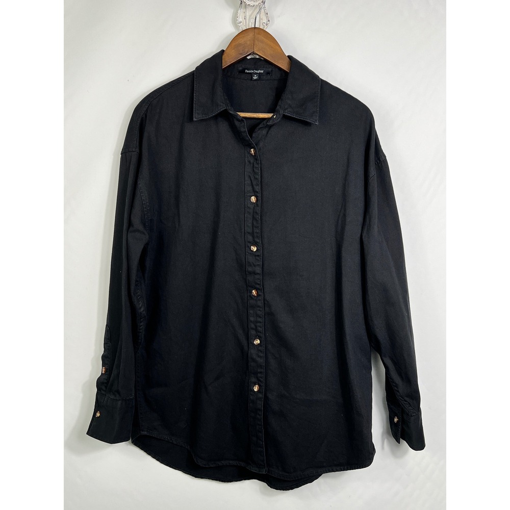 Favorite Daughter Womens XS‎ Black Oversized Button Down Shirt Long Sleeve